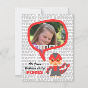 Uitnodiging van de Kinder Partij van Pisces met fo