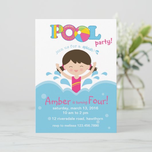 Uitnodiging van de Kinder Pool/Pool (Staand voorkant)