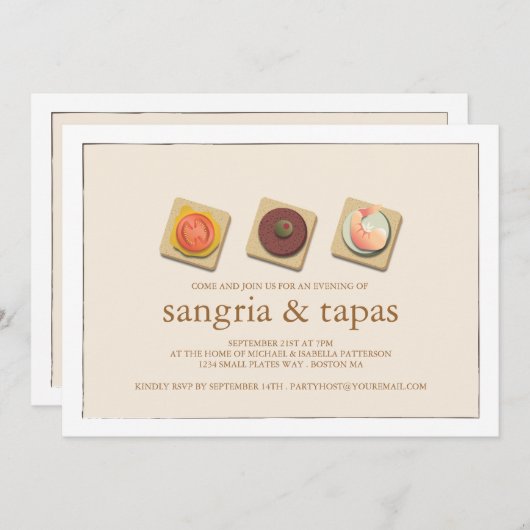 Uitnodiging van de kleine bites Trio Sangria & Tap (Voorkant / Achterkant)