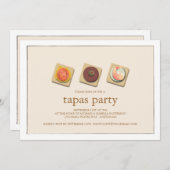 Uitnodiging van de kleine Bites Trio Tapas Party (Voorkant / Achterkant)