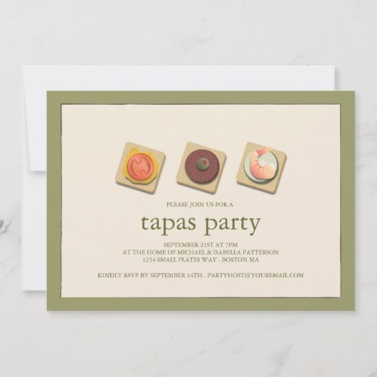 Uitnodiging van de kleine Bites Trio Tapas Party (Voorkant)