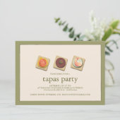 Uitnodiging van de kleine Bites Trio Tapas Party (Staand voorkant)