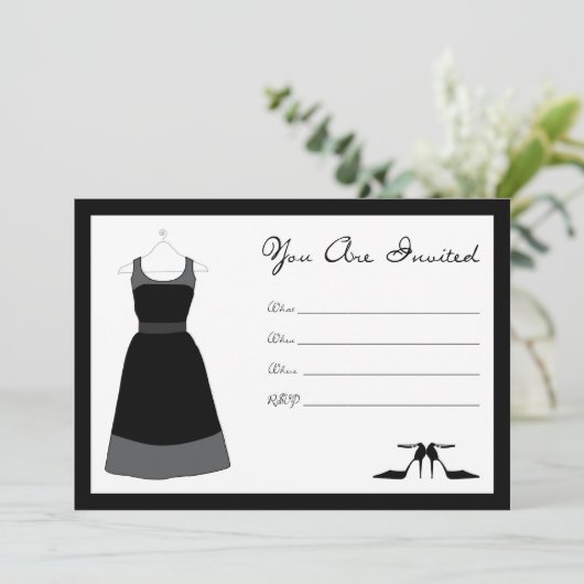 Uitnodiging van de kleine Black Dress Party (Staand voorkant)