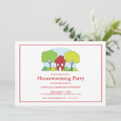 Uitnodiging van de kleine Rode House Housewarming  (Staand voorkant)