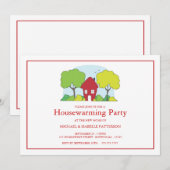 Uitnodiging van de kleine Rode House Housewarming  (Voorkant / Achterkant)