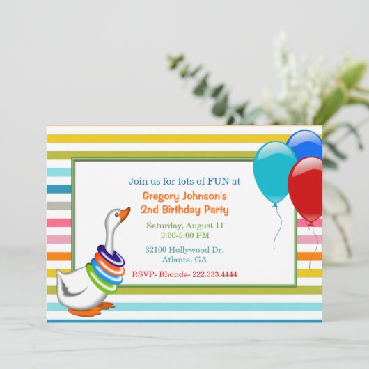 uitnodiging van de kleurrijke partij van Birthday (Staand voorkant)