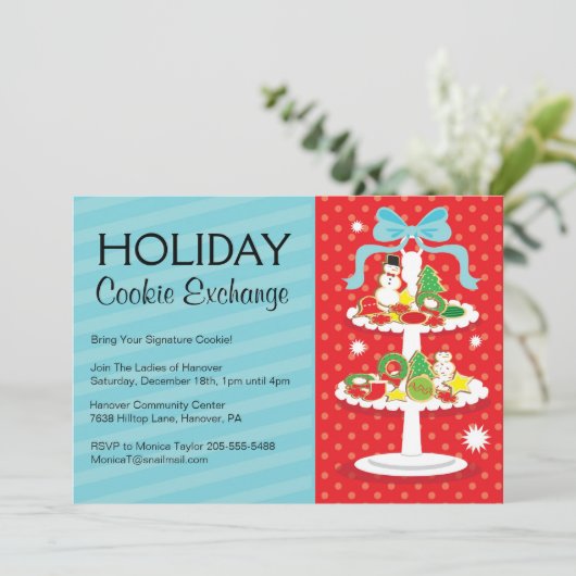 Uitnodiging van de Koekjespartij van de feestdag (Staand voorkant)