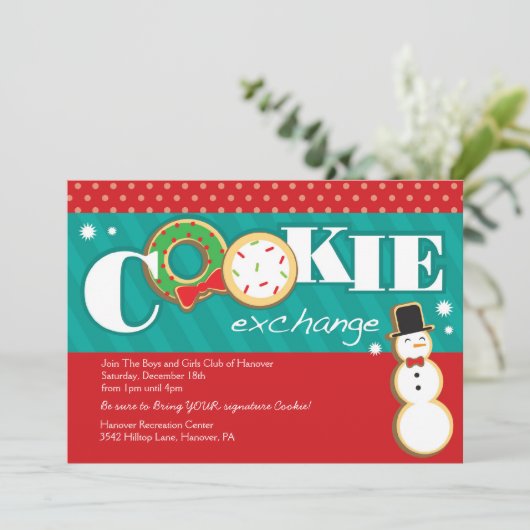 Uitnodiging van de Koekjespartij van de feestdag (Staand voorkant)