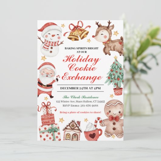 Uitnodiging van de Koekjesuitwisseling van de fees (Staand voorkant)