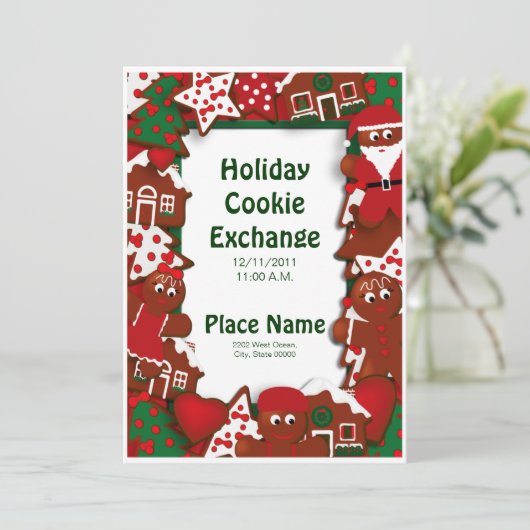 Uitnodiging van de Koekjesuitwisseling van de fees (Staand voorkant)