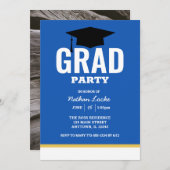 Uitnodiging van de koninklijke blauwe GraduPartij  (Voorkant / Achterkant)