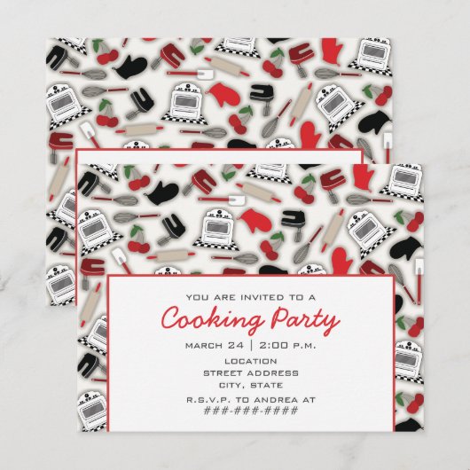 Uitnodiging van de kookpartij - Glamor Kitchen (Voorkant / Achterkant)