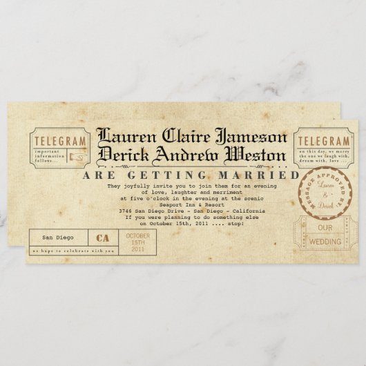 Uitnodiging van de Lengte van Telegram Tea (Voorkant / Achterkant)