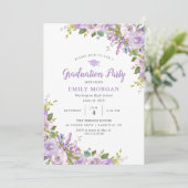 Uitnodiging van de lila Floral Gradual Party (Staand voorkant)