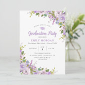 Uitnodiging van de lila Floral Gradual Party (Staand voorkant)