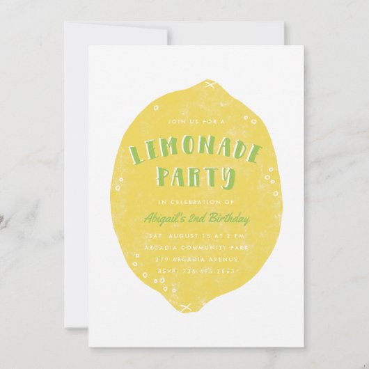 Uitnodiging van de limonadepartij - Limoen (Voorkant)