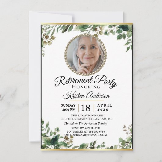 Uitnodiging van de Luxe Eucalyptus Retirement Part (Voorkant)