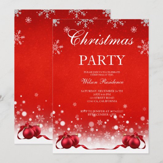 uitnodiging van de luxe kerstpartij; (Voorkant / Achterkant)