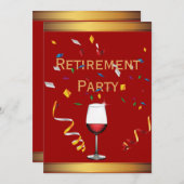 Uitnodiging van de Luxury Gold & Red Wine Retireme (Voorkant / Achterkant)