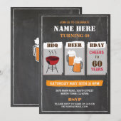 Uitnodiging van de Mannen partij BBQ Beers Birthda (Voorkant / Achterkant)