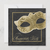 Uitnodiging van de Masquerade Party - Zwart & goud (Voorkant)