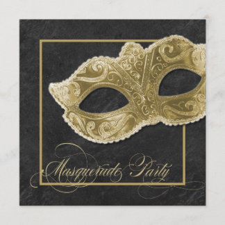 Uitnodiging van de Masquerade Party - Zwart & goud
