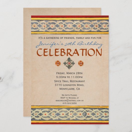 Uitnodiging van de mediterrane partij - Handschild (Voorkant / Achterkant)