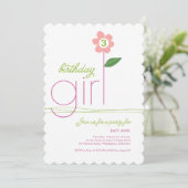 Uitnodiging van de meisjespartij Birthday (Staand voorkant)