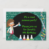 Uitnodiging van de Meisjespartij Brunette Mad Scie (Achterkant)