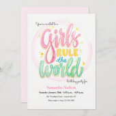 Uitnodiging van de meisjespartij krachtens de Birt (Voorkant / Achterkant)