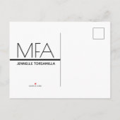 Uitnodiging van de MFA-graad Black Graduparty Briefkaart (Achterkant)