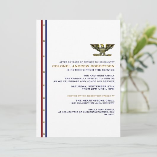 Uitnodiging van de militaire aftredingspartij (Staand voorkant)