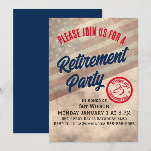 Uitnodiging van de militaire aftredingspartij (Voorkant / Achterkant)