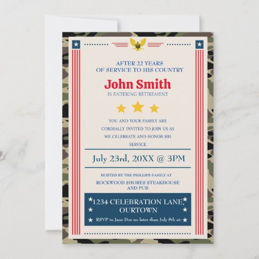 Uitnodiging van de militaire aftredingspartij (Voorkant)