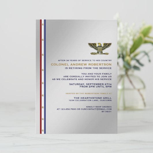 Uitnodiging van de militaire aftredingspartij (Staand voorkant)