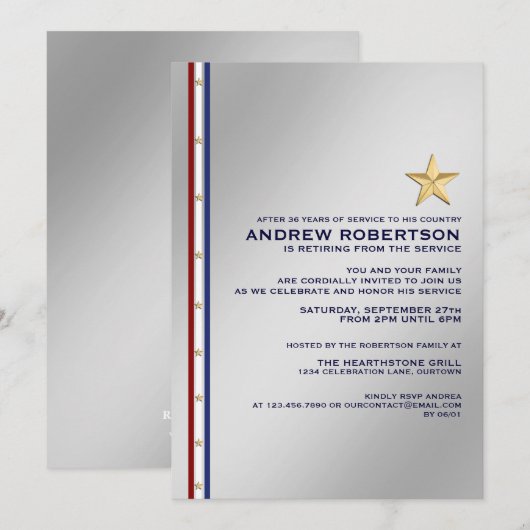 Uitnodiging van de militaire aftredingspartij (Voorkant / Achterkant)