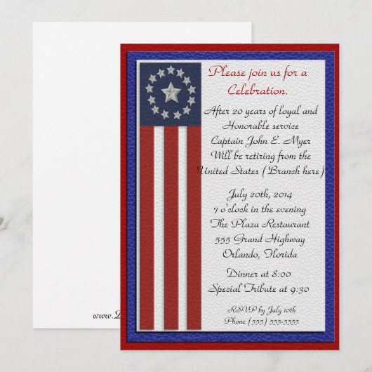 Uitnodiging van de militaire aftredingspartij (Voorkant / Achterkant)