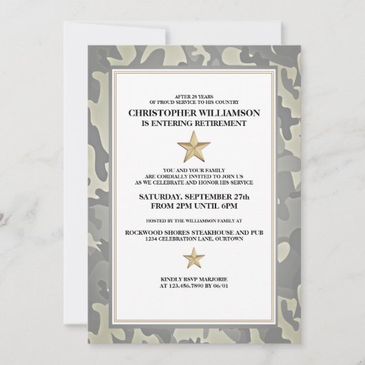 Uitnodiging van de militaire aftredingspartij (Voorkant)