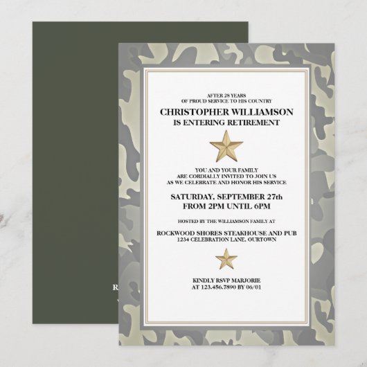 Uitnodiging van de militaire aftredingspartij (Voorkant / Achterkant)