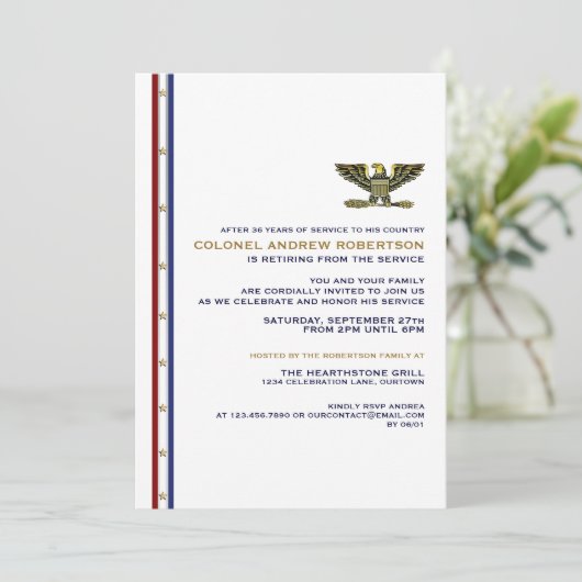 Uitnodiging van de militaire aftredingspartij (Staand voorkant)