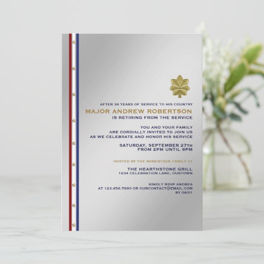 Uitnodiging van de militaire aftredingspartij (Staand voorkant)