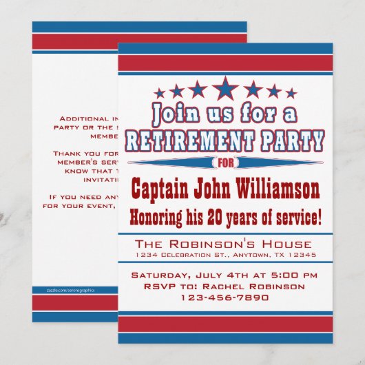 Uitnodiging van de militaire aftredingspartij (Voorkant / Achterkant)