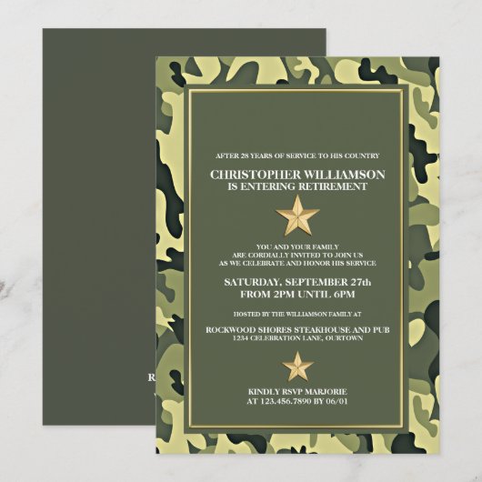 Uitnodiging van de militaire aftredingspartij (Voorkant / Achterkant)