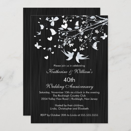 Uitnodiging van de moderne Jubileum van Tortelduif (Voorkant / Achterkant)