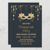 Uitnodiging van de moderne Masquerade-verjaardagsp (Voorkant / Achterkant)