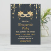 Uitnodiging van de moderne Masquerade-verjaardagsp (Staand voorkant)