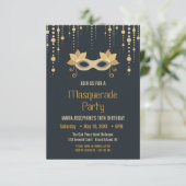 Uitnodiging van de moderne Masquerade-verjaardagsp (Staand voorkant)