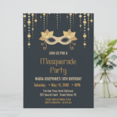 Uitnodiging van de moderne Masquerade-verjaardagsp (Staand voorkant)