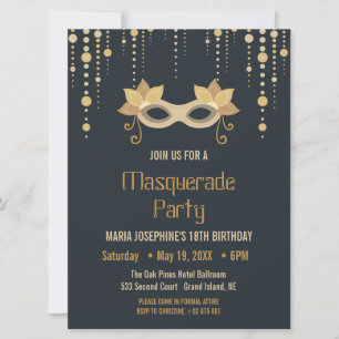 Uitnodiging van de moderne Masquerade-verjaardagsp