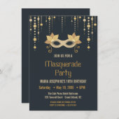 Uitnodiging van de moderne Masquerade-verjaardagsp (Voorkant / Achterkant)